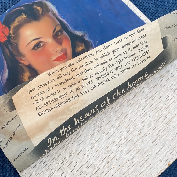 VTG Retro Pin Up Gal with Roses Calendar Art Print - Picture 6 of 9